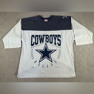 Vintage Nutmeg Mills Dallas Cowboys T-Shirt Mens Size Large White 90s USA Tee